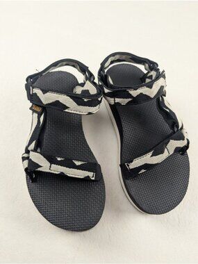 Teva Flatform Universal Sandal Womens 5 Black Platform Adjustable Strappy FLAW